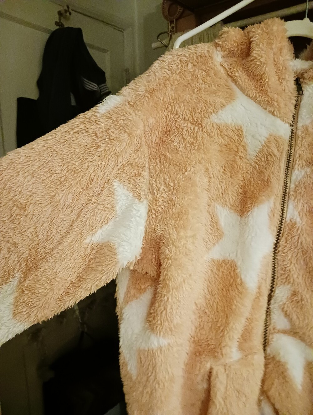Star-Print Hooded Sherpa Jacket Cozy Zip Hoodie - Picture 9 of 15